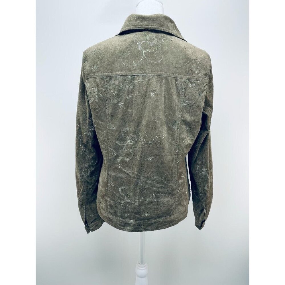 RAFAEL Blazer Jacket Size 10 Women’s Floral Embroidered Faux Suede Button Front - Picture 12 of 12